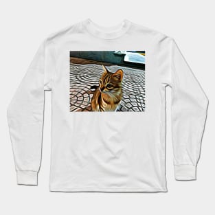 Lovely Adorable Painting Street Cat Long Sleeve T-Shirt